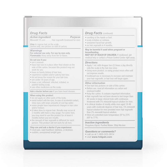 Steigern Sie das Haarwachstum mit FOLIGAIN Minoxidil 5 % (niedriger Alkoholgehalt). Das Set mit 3 Flaschen und dem Original-Tropfer ermöglicht eine gezielte, wirksame Anwendung. Mit 5 % Minoxidil und niedrigem Alkoholgehalt wird das Haarwachstum angeregt und Haarausfall gestoppt. Setzen Sie auf bewährte Ergebnisse und stärkeres, gesünderes Haar.