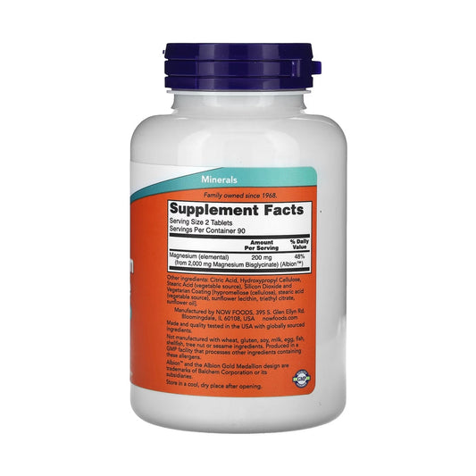 Magnesium Glycinate, Magnesiumglycinat, 200 mg, 180 Tabletten (100 mg pro Tablette)