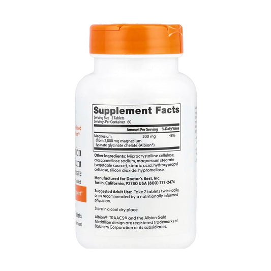 Hoch absorbierbares Magnesium, 200 mg, 120 Tabletten (100 mg pro Tablette)