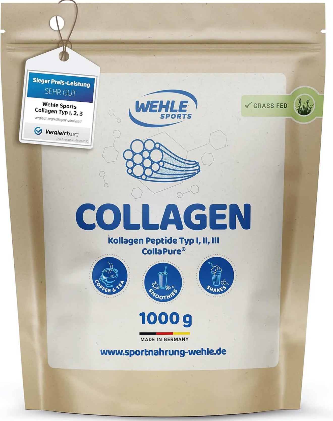 Wehle Sports Collagen Pulver Kollagen Hydrolysat 1000g