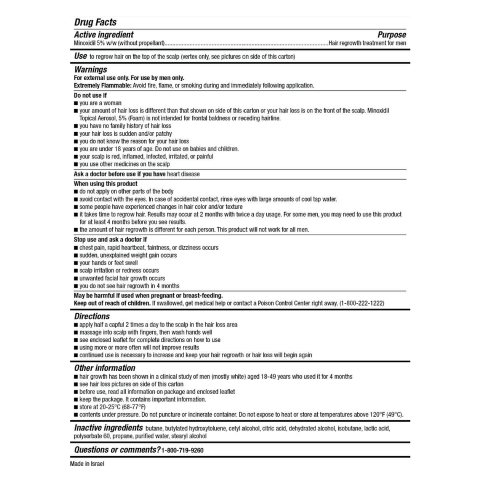 Das Kirkland Foam Minoxidil 5% (Set mit Flaschen 6x60g) ist eine hochwertige Behandlung gegen Haarausfall. Es enthält eine konzentrierte Formel von 5% Minoxidil, die nachweislich 85% der Männer hilft, den Haarausfall zu stoppen. Die praktischen Flaschen ermöglichen eine einfache Anwendung und das Set bietet eine langfristige Versorgung.