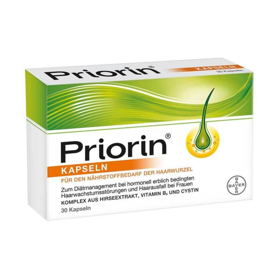 Priorin Kapseln mit Nährstoffen zur Unterstützung des natürlichen Haarwachstumszyklus, zur Stärkung der Kopfhaut und Reduktion von Haarbruch und Haarausfall
