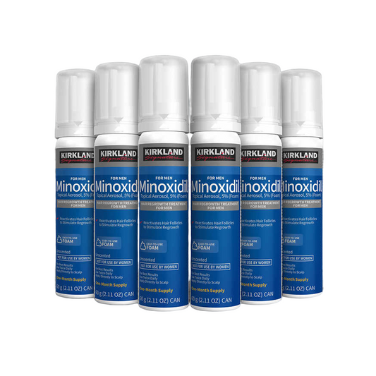 Kirkland Foam Minoxidil 5 % Schaum (Set mit 6x60g Bottles), 6 Bottles reichen für 6 Monate