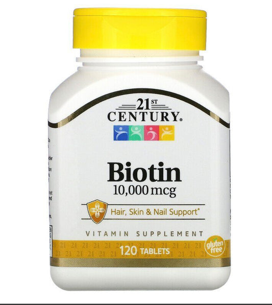 Steigere deine Haare und Nägel mit Biotin 10.000 mcg (120 Tabletten). Mit dieser maximalen Stärke wirst du feststellen, dass dein Haar dicker und stärker wächst, während deine Nägel weniger brüchig sind. Füge deiner Schönheitsroutine Biotin hinzu und sieh die Ergebnisse selbst!