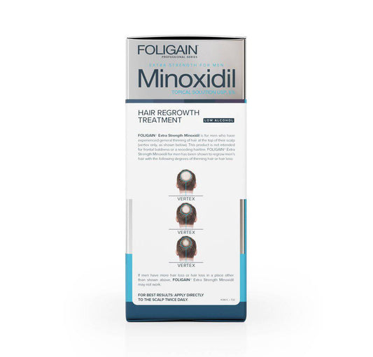 Steigern Sie das Haarwachstum mit FOLIGAIN Minoxidil 5%! Dieses Set mit 3 Flaschen und dem Original-Tropfer enthält eine niedrigere Alkoholkonzentration für eine schonendere Anwendung. Bewährte Formel zur Behandlung von Haarausfall und zur Verbesserung der Haardicke. Für dichteres, gesünderes Haar.