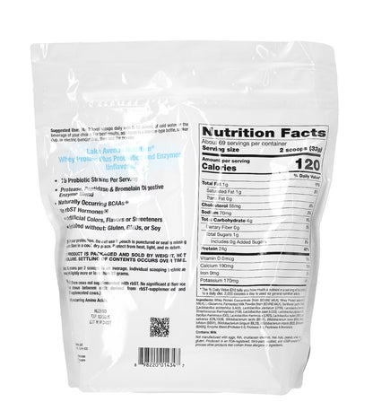 Lake Avenue Nutrition Molkenprotein + Probiotika & Enzyme (Geschmacksneutral, 2,27 kg / 5 lb)
