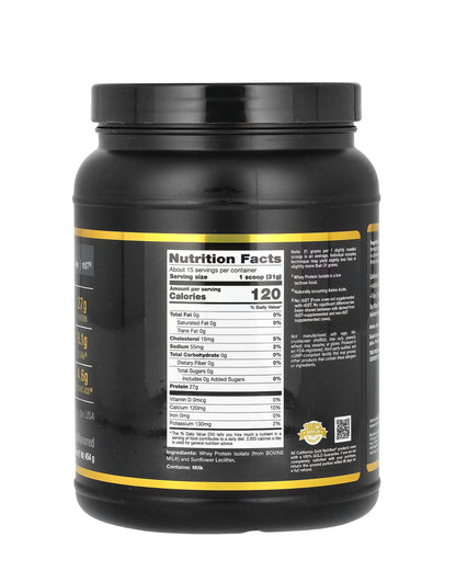Sport, Whey Protein Isolate, Unflavored, 454 g (1 lb.)