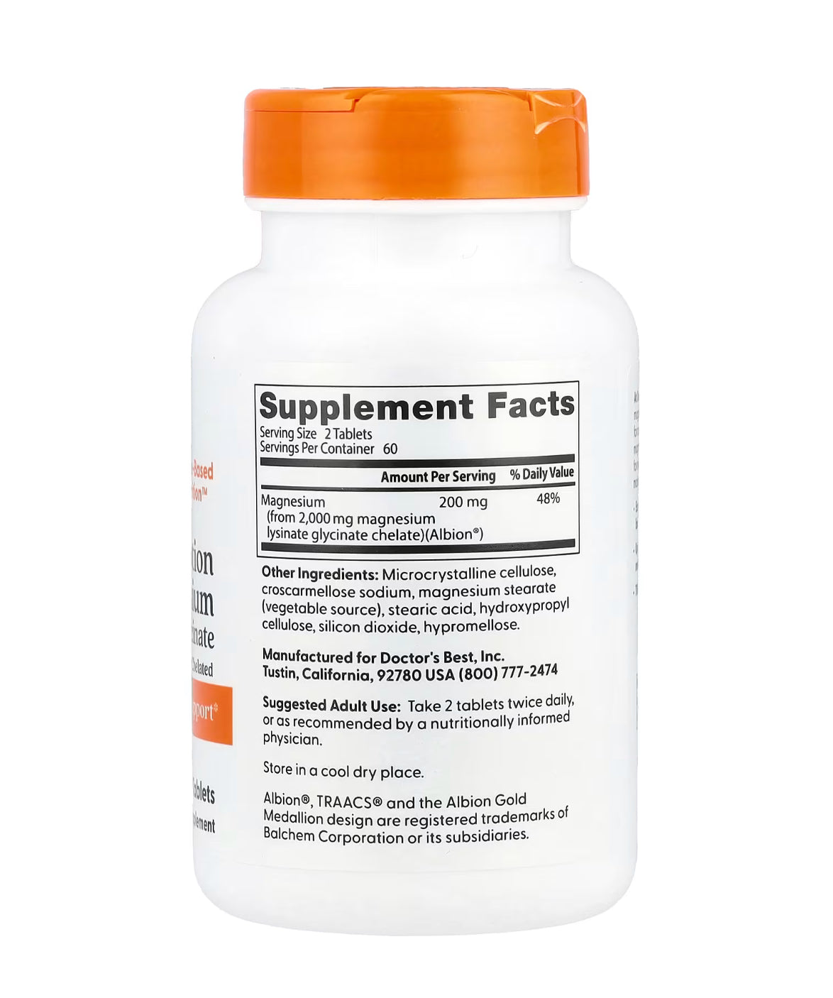 Highly absorbable magnesium, 200 mg, 120 tablets (100 mg per tablet)