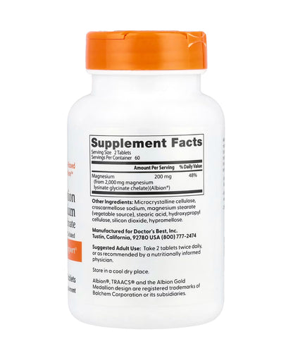 Highly absorbable magnesium, 200 mg, 120 tablets (100 mg per tablet)