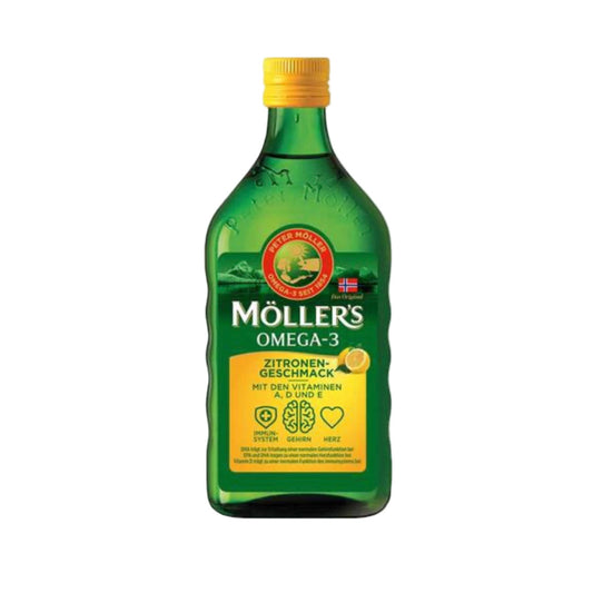 Möller’s Omega-3 Zitronengeschmack Öl 250 ml – hochdosiert mit DHA & EPA, für Gehirn, Augen, Immunsystem & Knochenstärke
