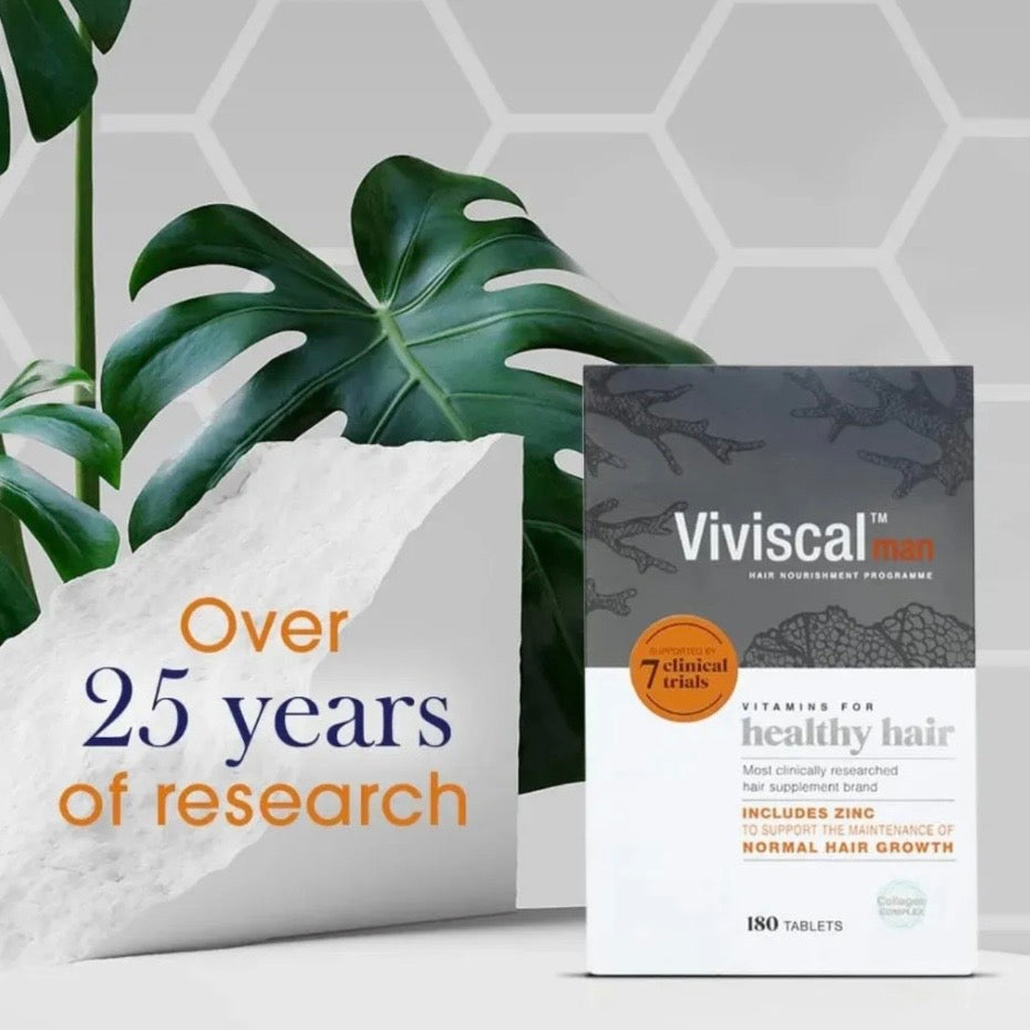 Viviscal Man Haarwachstum Tabletten für Männer 180 Stück – Vitamine gegen Haarausfall mit AminoMar® Marine-Komplex