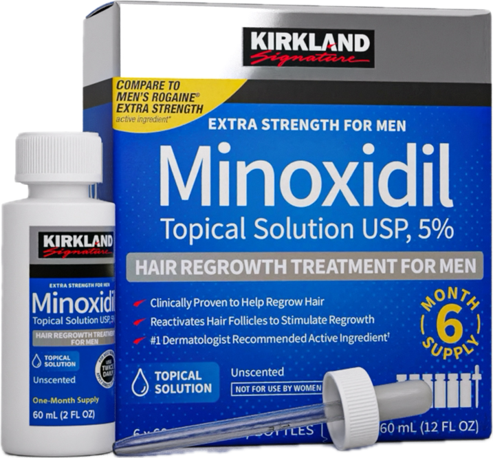 Minoxidil ist das erste Minoxidil das durch die Food and Drug Administration (FDA) (Lebensmittelüberwachung und Arzneimittelzulassungsbehörde in den USA) zur Anwendung gegen androgenetische Alopezie  (Haarverlust) zugelassen wurde. Minoxidilwurde zuerst als gefäßerweiterndes Arzneimittel in Tablettenform verschrieben, um hohen Blutdruck zu behandeln. Als Nebenwirkung trat Haarwachstum auf.