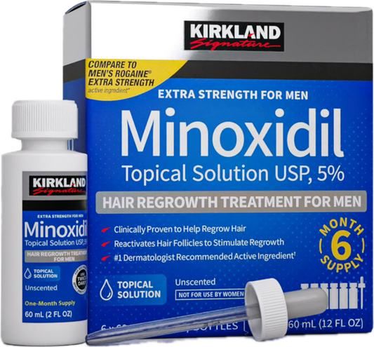 Minoxidil ist das erste Minoxidil das durch die Food and Drug Administration (FDA) (Lebensmittelüberwachung und Arzneimittelzulassungsbehörde in den USA) zur Anwendung gegen androgenetische Alopezie  (Haarverlust) zugelassen wurde. Minoxidilwurde zuerst als gefäßerweiterndes Arzneimittel in Tablettenform verschrieben, um hohen Blutdruck zu behandeln. Als Nebenwirkung trat Haarwachstum auf.
