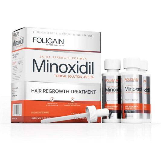 Haarwuchsmittel mit Minoxidil 5% zur Behandlung von Haarausfall und Geheimratsecken bei Männern