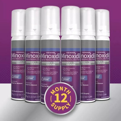 Steigern Sie das Haarwachstum mit dem Set Minoxidil 5% (Schaum) für Frauen. Das Set enthält 6 Flaschen mit je 60g Schaum für eine langanhaltende Anwendung. Vertrauen Sie auf die klinisch getestete Wirksamkeit von Minoxidil und erzielen Sie sichtbare Ergebnisse. Ideal zur Behandlung von Haarausfall bei Frauen.