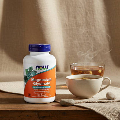 Magnesium Glycinate Tabletten von NOW Foods für Muskelgesundheit und Nervensystem