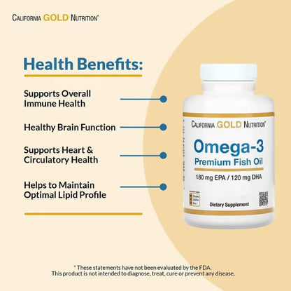 Dieses hochwertige Omega-3 Premium Fischöl enthält 100 Kapseln für eine natürliche Unterstützung der Gesundheit. Mit einem hohen Anteil an Omega-3 Fettsäuren, wie EPA und DHA, kann es die Herz-Gesundheit, Gehirnfunktion und Entzündungshemmung verbessern. Perfekt für eine gesunde Ernährung und Lebensweise.