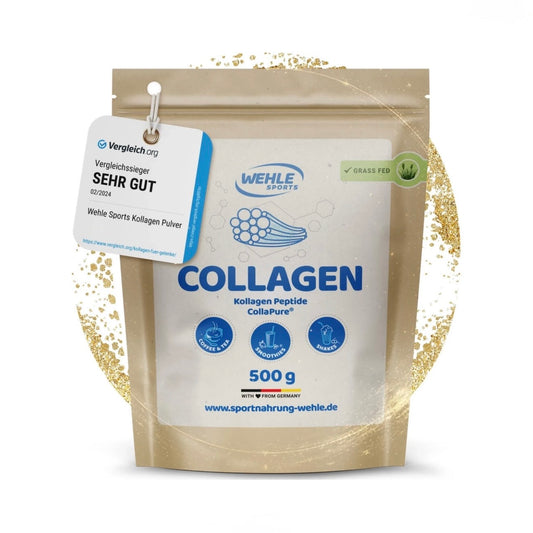 Hochwertiges Kollagenhydrolysat 500 g von Wehle Sports für schöne Haut starke Haare und feste Nägel