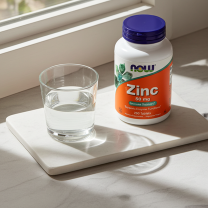 NOW Foods Zink 50mg 250 Tabs Rueckseite – Inhaltsstoffe Mineralien