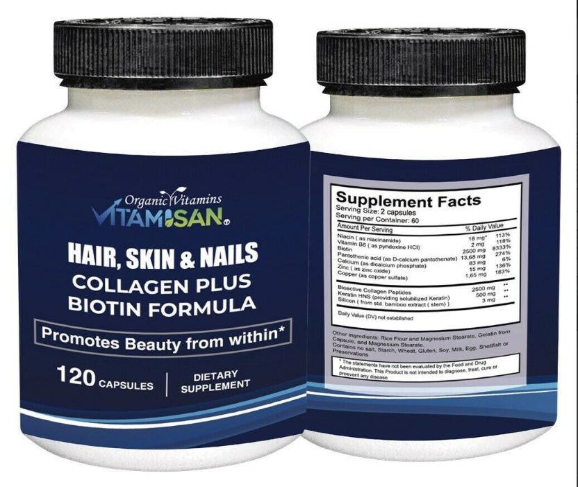 Unser Vitaminkomplex für Haare, Haut und Nägel (120 Kapseln) enthält essentielle Nährstoffe, die das Wachstum und die Gesundheit von Haaren, Haut und Nägeln unterstützen. Die einzigartige Formulierung versorgt den Körper mit wichtigen Vitaminen und Mineralstoffen, die zu einem strahlenden Äußeren beitragen können. Eine ideale Ergänzung für eine umfassende Pflegeroutine.